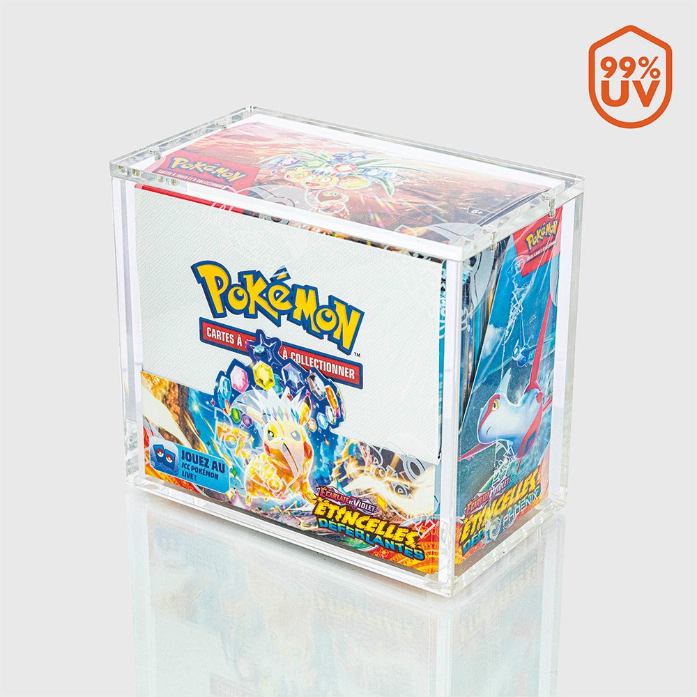 Boîte Acrylique Pokémon – Protection UV Booster Box – Display Case Magnétique – Phoenix Shield©