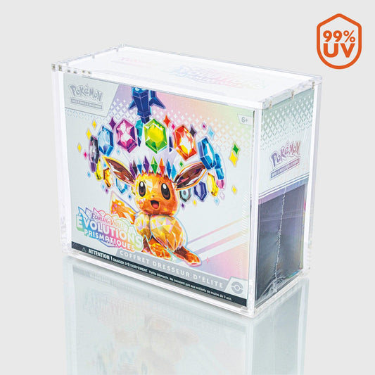 Boîte Acrylique ETB Pokémon – Protection Anti-UV 99% – Coffret Scellé TCG – Fermeture Magnétique – Phoenix Shield©